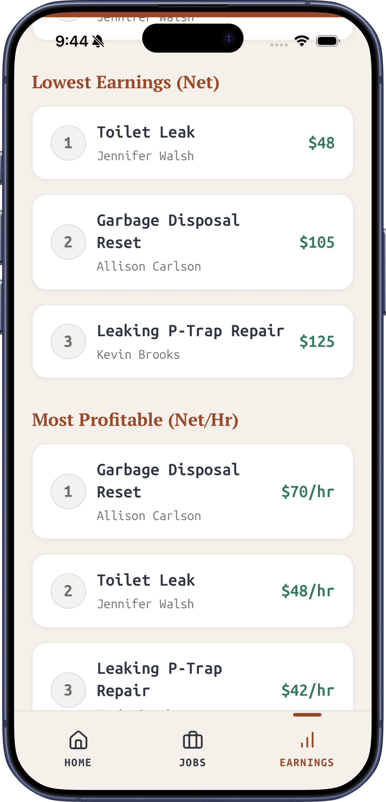 FieldSoli earnings profit ranking screen